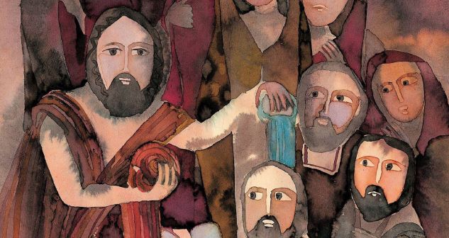 Mit der Taufe Jesu (siehe Illustration von Donata dal Molin, 2002) beginnt das öffentliche Wirken Jesu - und ein beständiges Wachsen seines Anhängerkreises. Immer mehr Menschen lassen sich taufen. Wie geht man damit um, wenn man nicht entsprechend der Tau